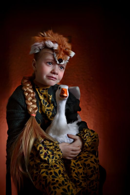 детский портрет Лиса и гусьphoto preview