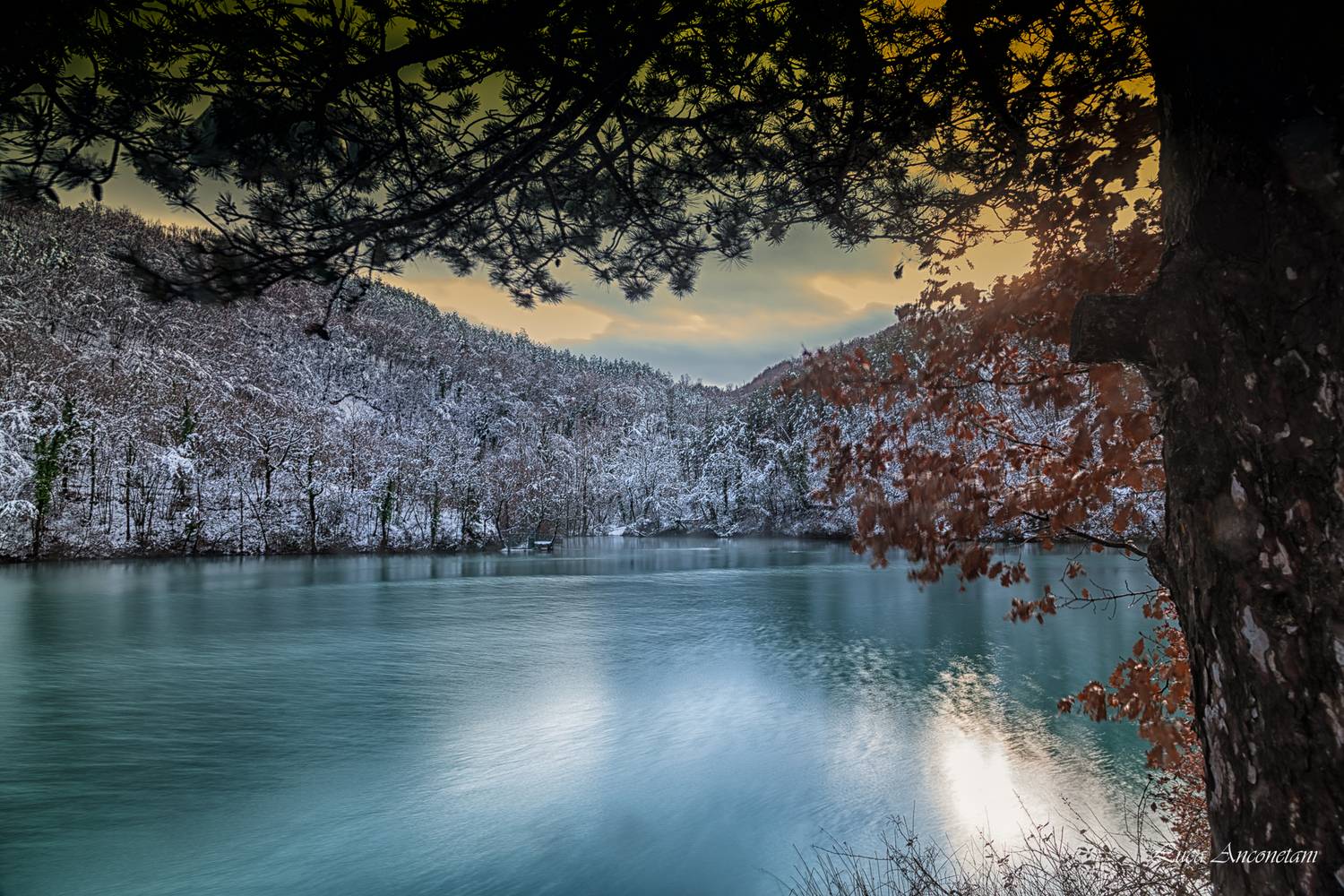 winter cold snow lake water marche region italy, Anconetani Luca