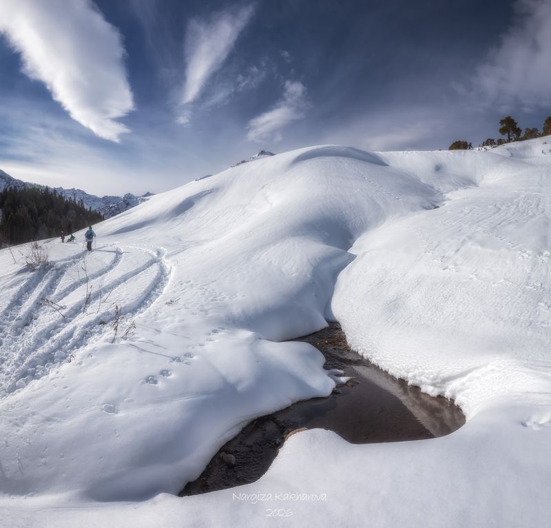 снег, сугробы, архыз Снежные волны горphoto preview