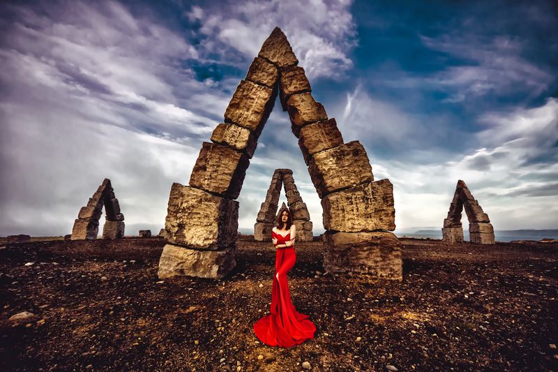 woman, portrait, fashion, beauty, outdoors Red silence beneath Arctic Godsphoto preview