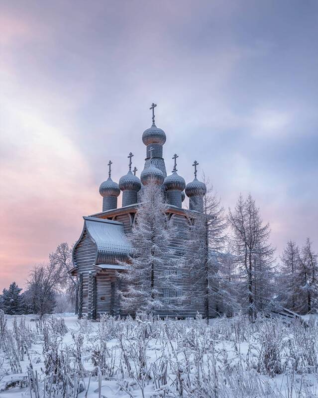 зима, январь, мороз, церковь, панорама Тихий мир, Рождество... фото превью