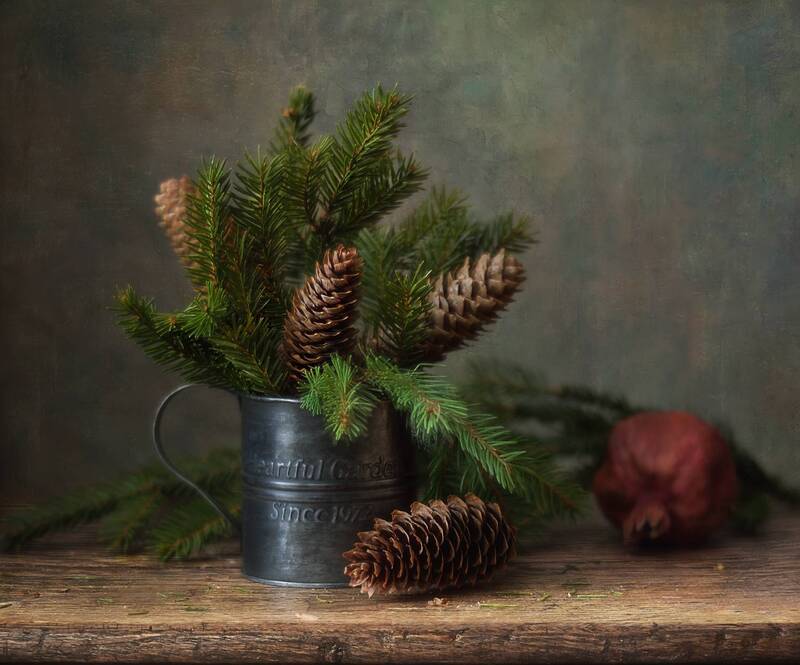 натюрморт,зима,хвоя,кружка,шишки,гранат Зимние зарисовки...photo preview
