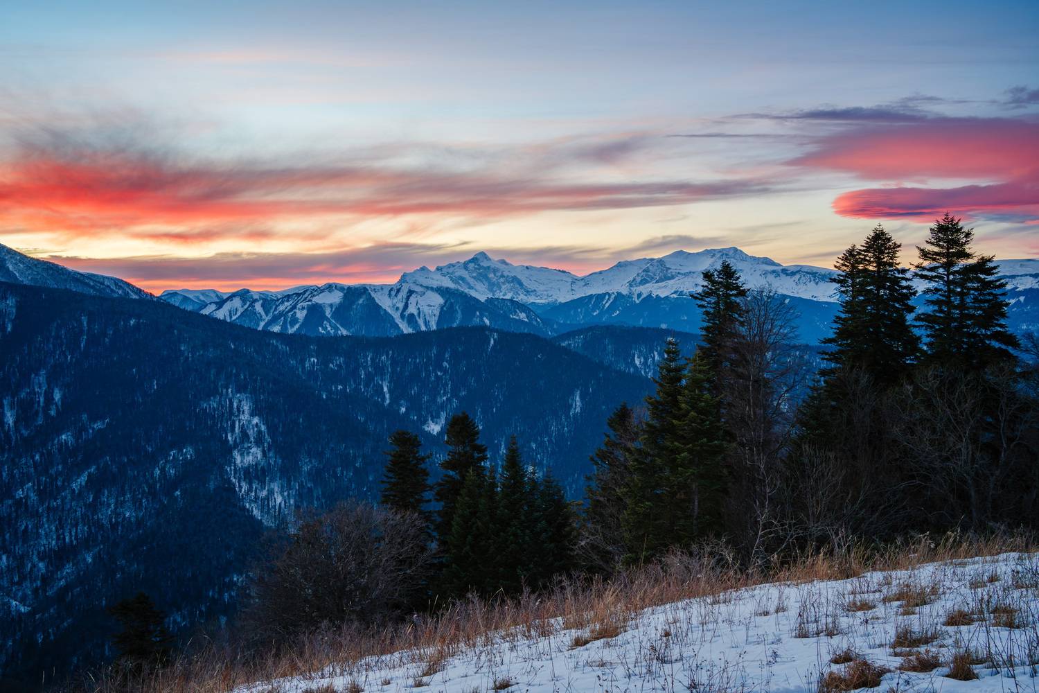 Закат. Автор: Шишкалов Константин адыгея, фишт, оштен, закат, зима, снег, горы, кавказ, Шишкалов Константин