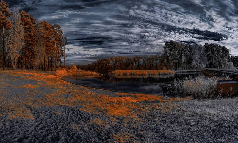 infrared, ик-фото, инфракрасное фото, инфракрасная фотография, пейзаж, осень Вечер осеннего молчанияphoto preview