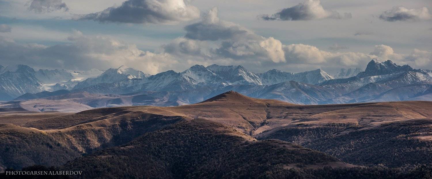 Горы, Кабардино-Балкария, Кавказ, Карачаево-Черкесия, Небо, Облака, Панорама, Северный Кавказ, ХОЛМ, Хребет, Арсен Алабердов