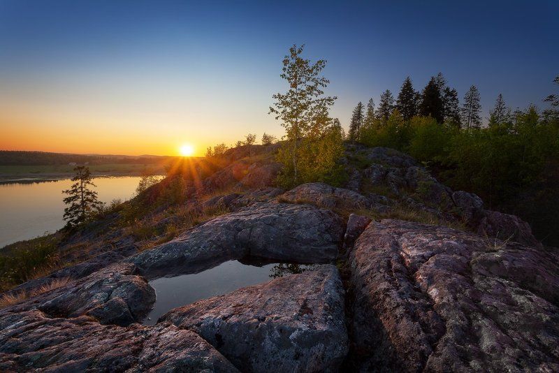 горы, закат, карелия, сортавала На горе Кухавуориphoto preview
