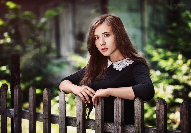 девушка, черное платье, деревня, ретро, винтаж, лето, портрет ***photo preview