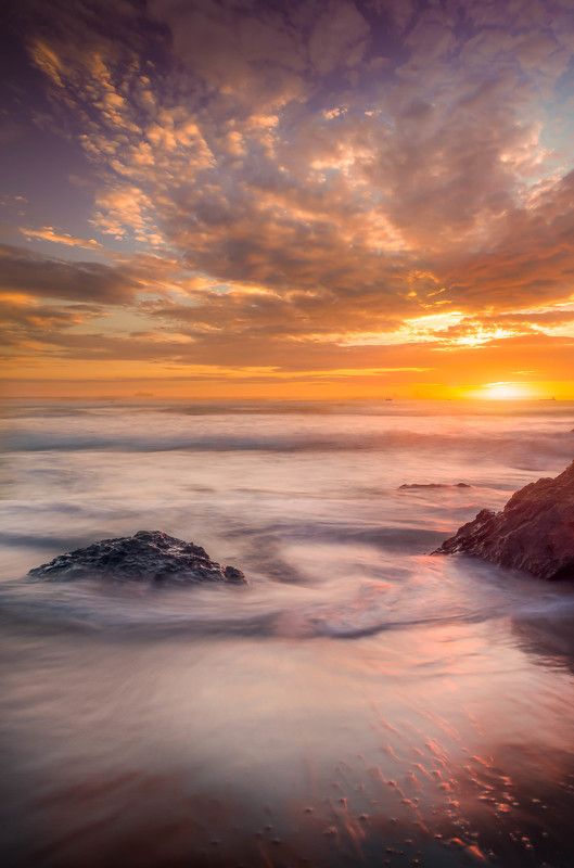 Clouds, Sky, Stones, Sunset, Waves swirlphoto preview