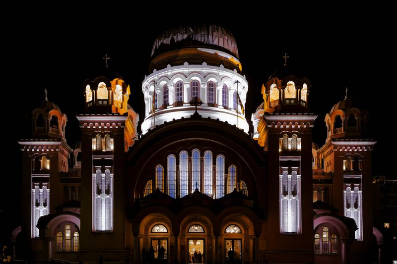#Window #Light #Building #Facade #Midnight #City #Tower #Metropolis #Arcade #Symmetry #church #cathedral #night #light #view #classic #christian #orthodox #religion #cupola #dome Cathedralphoto preview