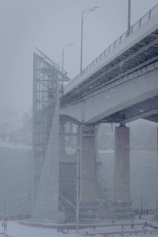 rostov, snowfall, city, winter, frozen, weather, bridge, don, river, Broen hjem.photo preview