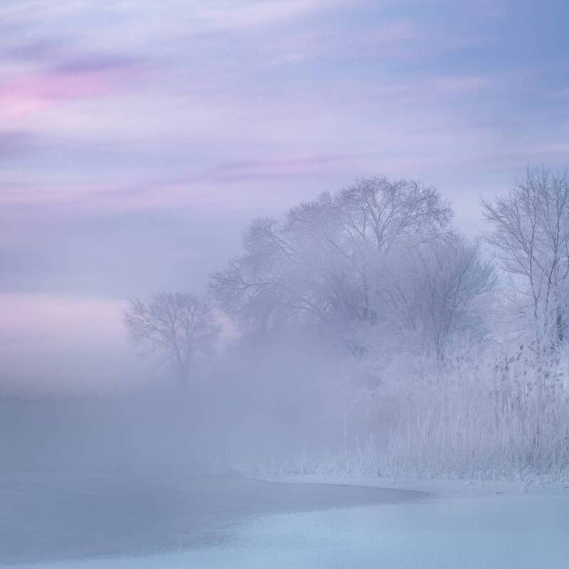 зима, рассвет, мороз, озеро, туман, пейзаж, курган Нежностьphoto preview