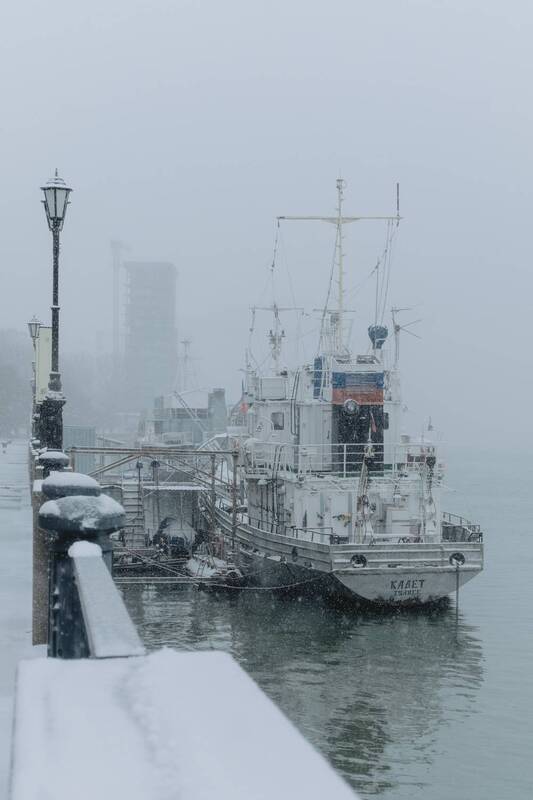 boat, ship, rostov, river, snowfall, embankment, В спячке.photo preview