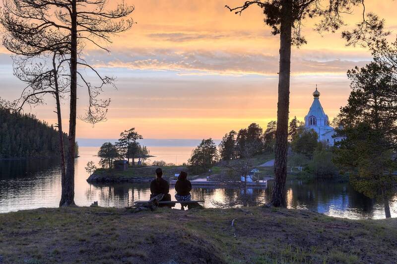 валаам, лето, озеро, остров, монастырь, церковь Вечер.photo preview