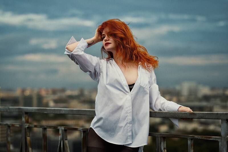 рыжая, redhead, рубашка, shirt, крыша, roof, портрет, portrait, желание, desire Кети/Katyphoto preview