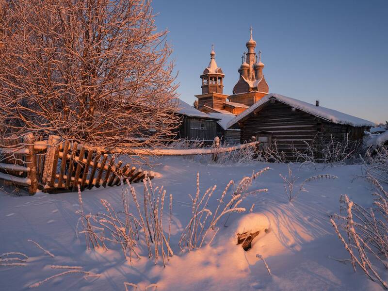 кимжа, мезенский район,  архангельская область Морозный зимний день фото превью