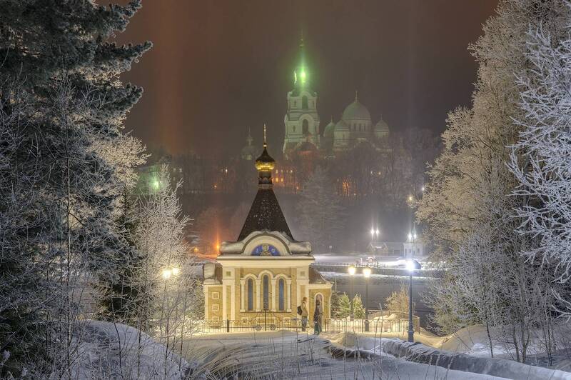 валаам, зима, озеро, остров, монастырь, церковь, часовня photo preview