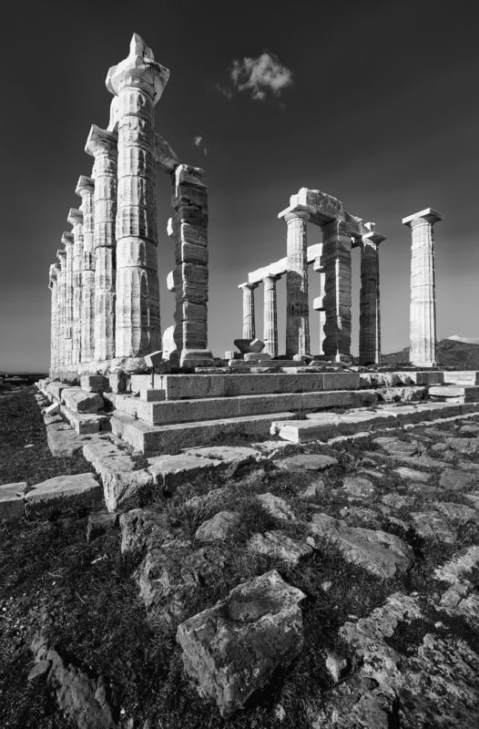 #greece #ancient #temple #poseidon #sounion #sky #clouds #stone #brick #history Columns of the Seaphoto preview