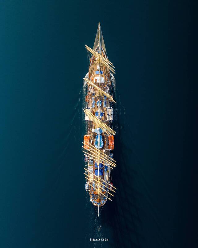 yacht, cruise ship, sailing, sail, aerial, cruise, ship, drone, top down, overhead Sailingphoto preview