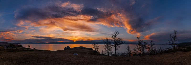 Байкал, Бурхан, Вечер, Закат, Лето, Небо, Облака, Озеро, Ольхон, Остров, Панорама, Пейзаж, Природа, Сибирь +++photo preview
