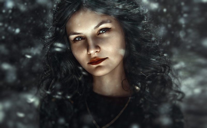 cold, зима, снег, портрет, девушка, холодные цвета, уличный портрет, крупный портрет, ретушь, обработка,  cold фото превью