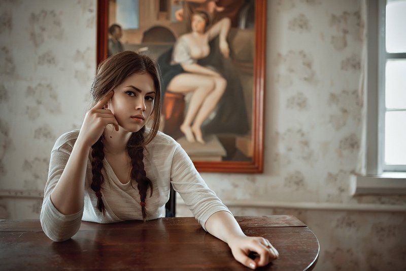 35мм, Взгляд, Девушка, Картина, Окно, Свет Юляphoto preview