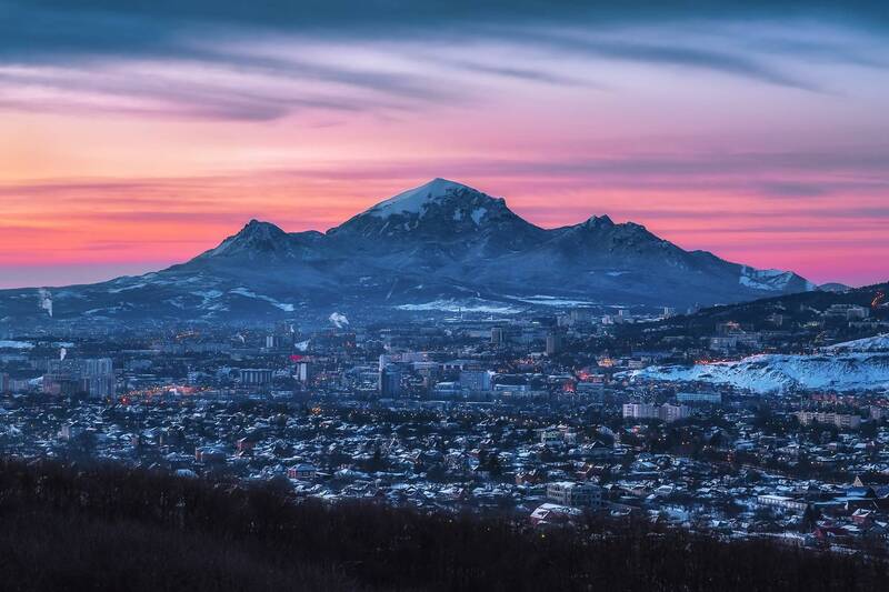 кавказ, кавказские минеральные воды, кмв, пятигорск, горы, бештау, машук, город под горой, город на закате, зимний город Зимний закатphoto preview
