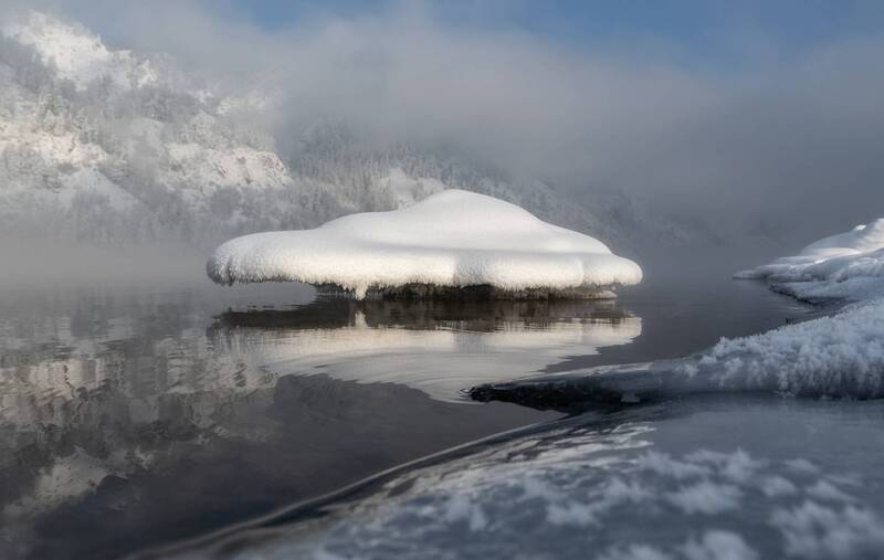 мороз, лед, камни, иней, зима, енисей, отражение Морозный Енисейphoto preview