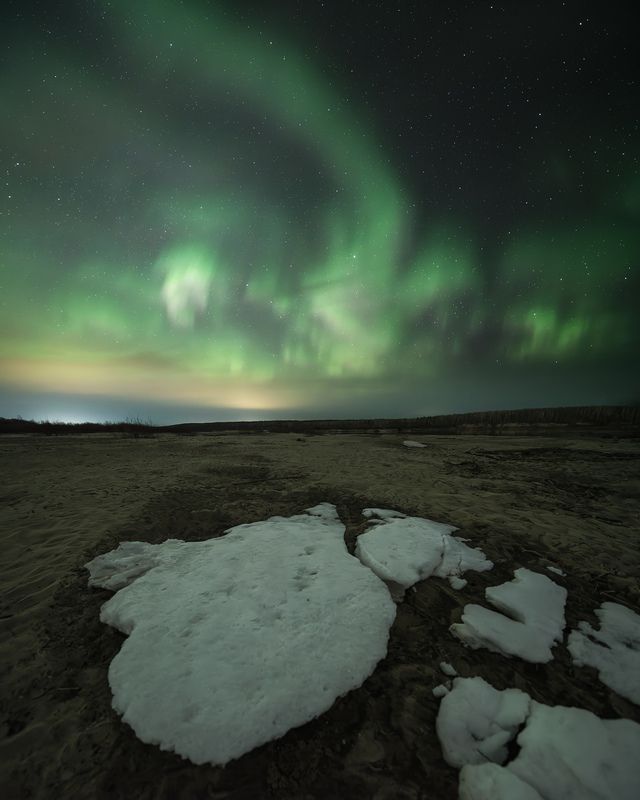 северное сияние, вологодская область, северная двина.  фото превью