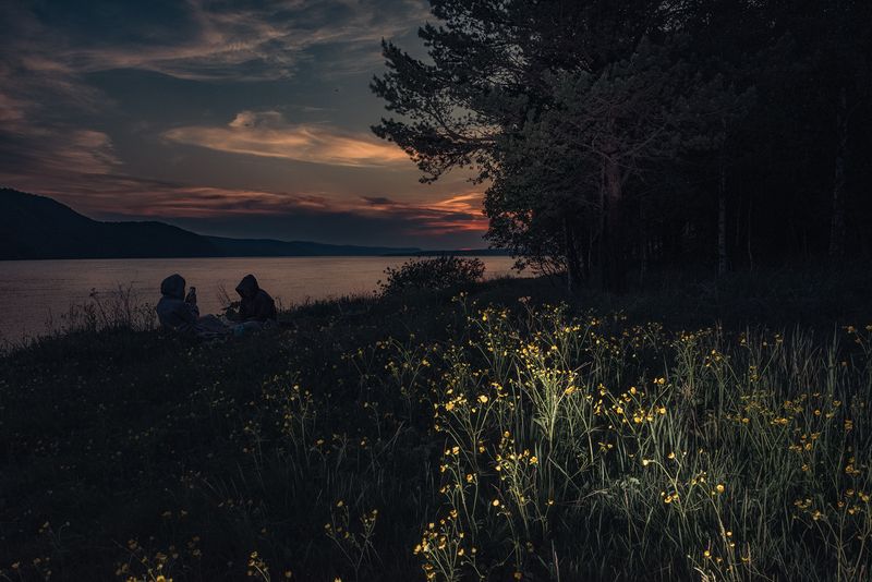 Ангара закат Ангара на закатеphoto preview