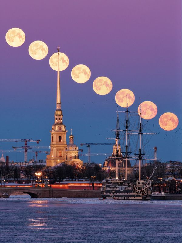 ночь, луна, центр Закат луныphoto preview