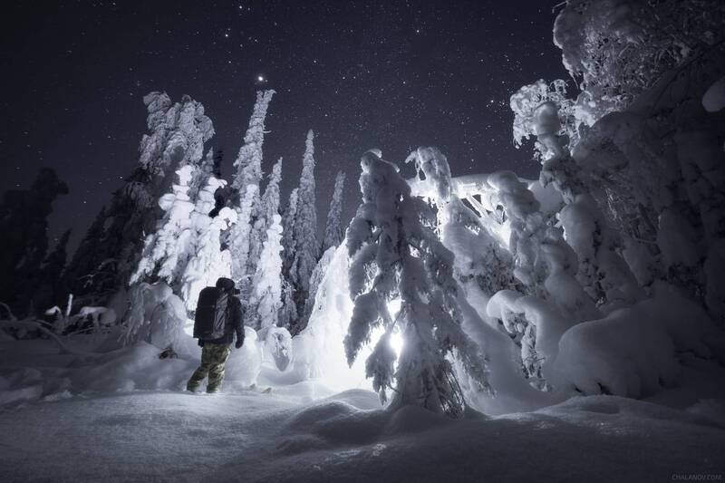 ночной пейзаж, ночь, зима, мороз, снег, звезды, тайга, У белых великанов фото превью