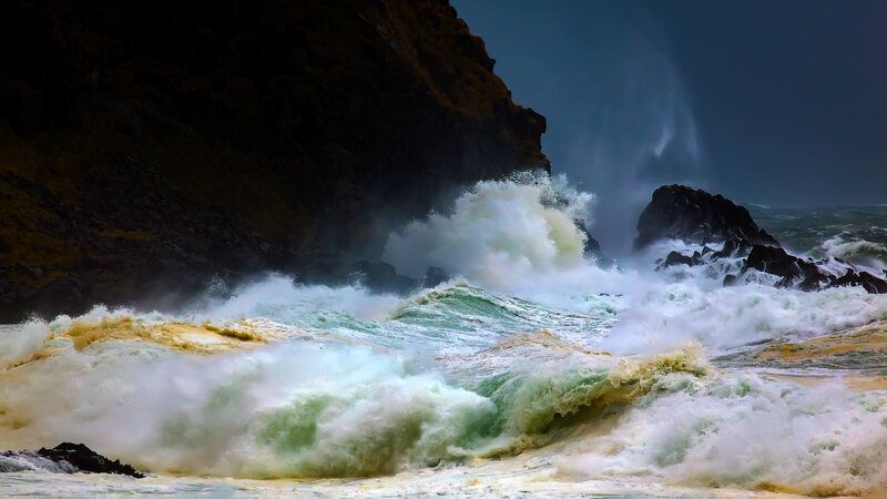 тихий океан, шторм, волны, командорские острова, непропуск, скалы Тихий океан фото превью