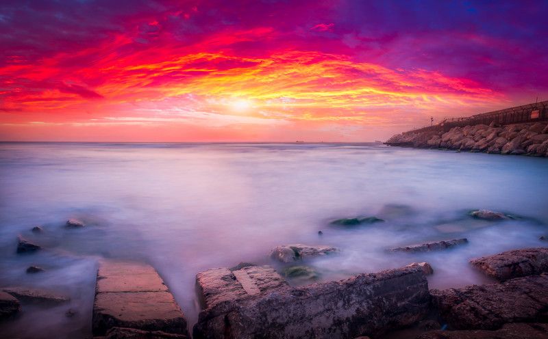 Long exposure, Sky, Stones, Sunset the creation of lightphoto preview