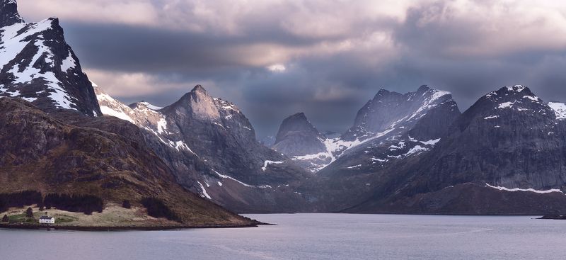 Горы, Лофотены, Норвегия, Норвежское море, Пейзаж, Природа, Скандинавия Норвегия фото превью