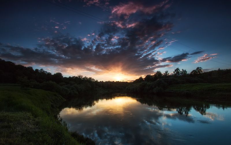 мост, река, закатphoto preview