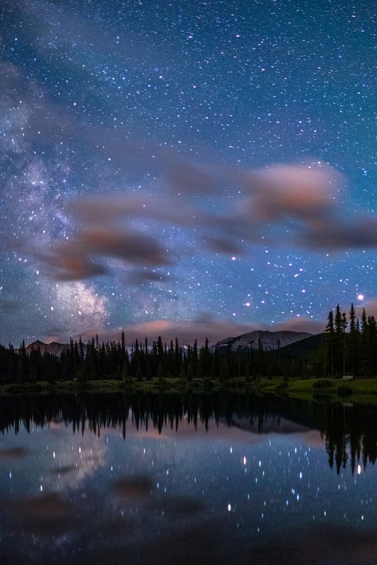 canada, alberta, kananaskis, night, milky way, reflections Ночные отраженияphoto preview