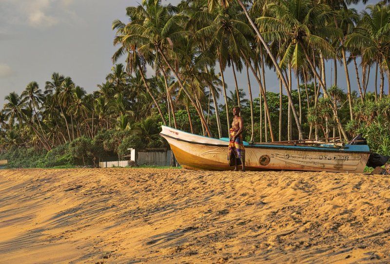 Рыбак, Цейлон, Шри-ланка Вечерний осмотрphoto preview