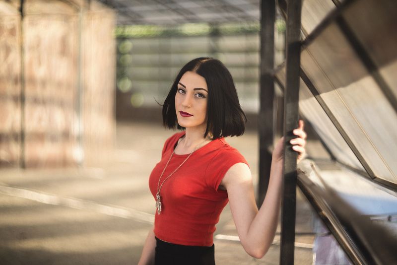 red portrait girl beauty eyes light summer nikon female pretty model face hair young helios orenburg  photo preview