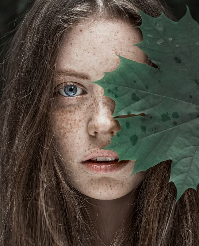 веснушки, портрет, волосы, лицо, глаза ...photo preview