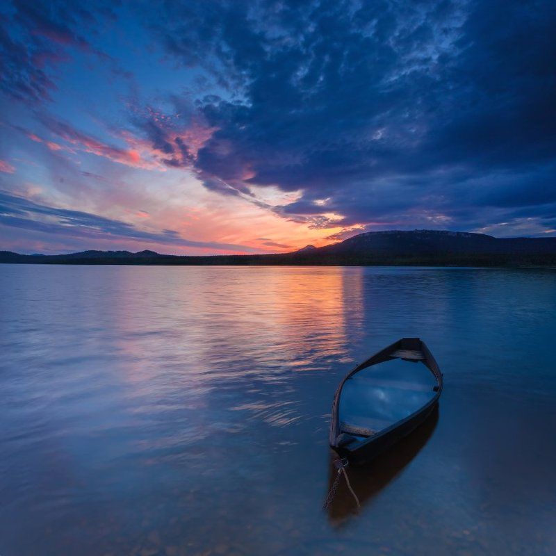 зюраткуль, закат, небо, лодка, облака, t_berg Два Неба фото превью