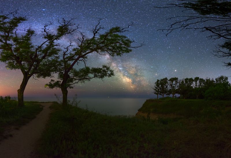 Ночь, звезды, море, лето, Млечный путь, берег, ночной пейзаж Night near Black Sea фото превью