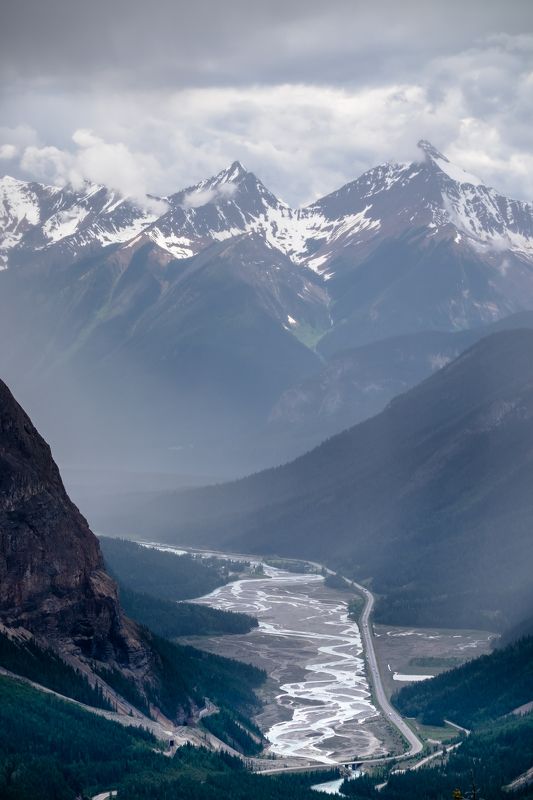 canada, british columbia, mountains, river, valley, road Долинаphoto preview