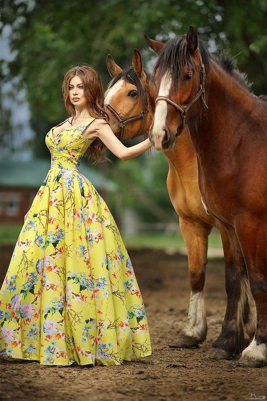 девушка, платье, фешн, гламур, спорт, волосы, лето, лошади Марьяшаphoto preview