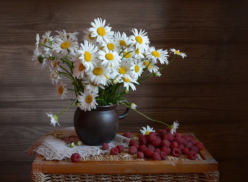 натюрморт, лето, июнь, календарь, ромашки, малина, still life Июньphoto preview