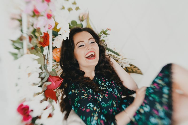 Lensbaby, X, Девушка, Портрет, Портрет девушки, Смех, Студия, Цветы, Эмоции Портрет для Марии - 2photo preview