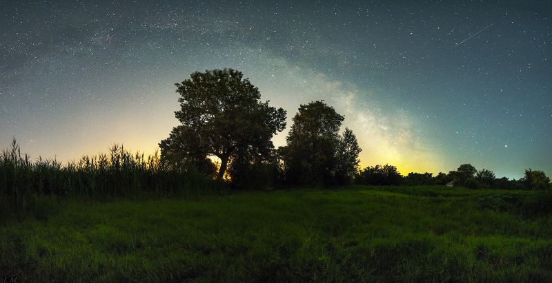Млечный Путь, ночной пейзаж, звезды Июньская ночь на околице села .. фото превью