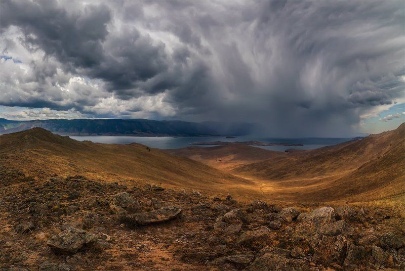 Байкал, Лето, Небо, Облака, Озеро, Ольхон, Остров, Пейзаж, Природа, Сибирь, Тучи Буря мглою небо кроет.photo preview