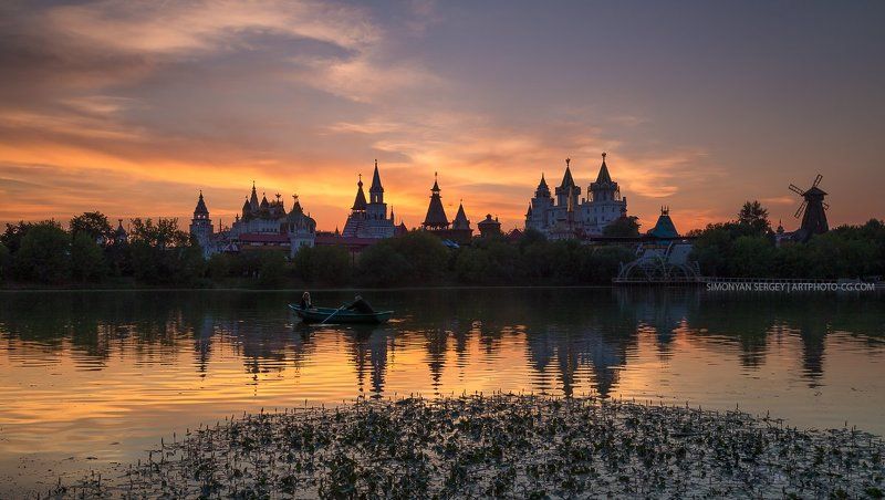 вечер, закат, измайлово, лодка, москва, пруд ***photo preview