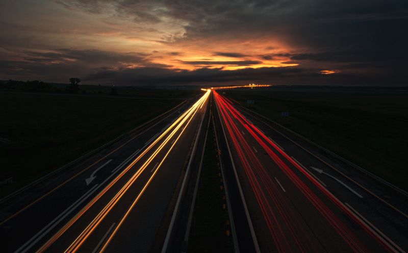 трасса, закат, вечер, свет, фото Провожая деньphoto preview