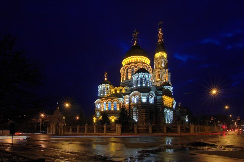 благовещенский собор, вечер, харьков, закат, фонари Благовещенский соборphoto preview